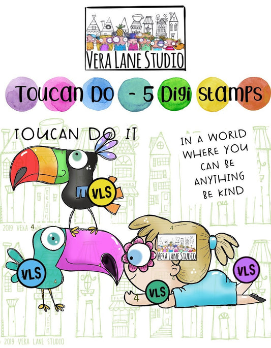 Toucan Do - 5 digi stamp bundle in jpg and png files