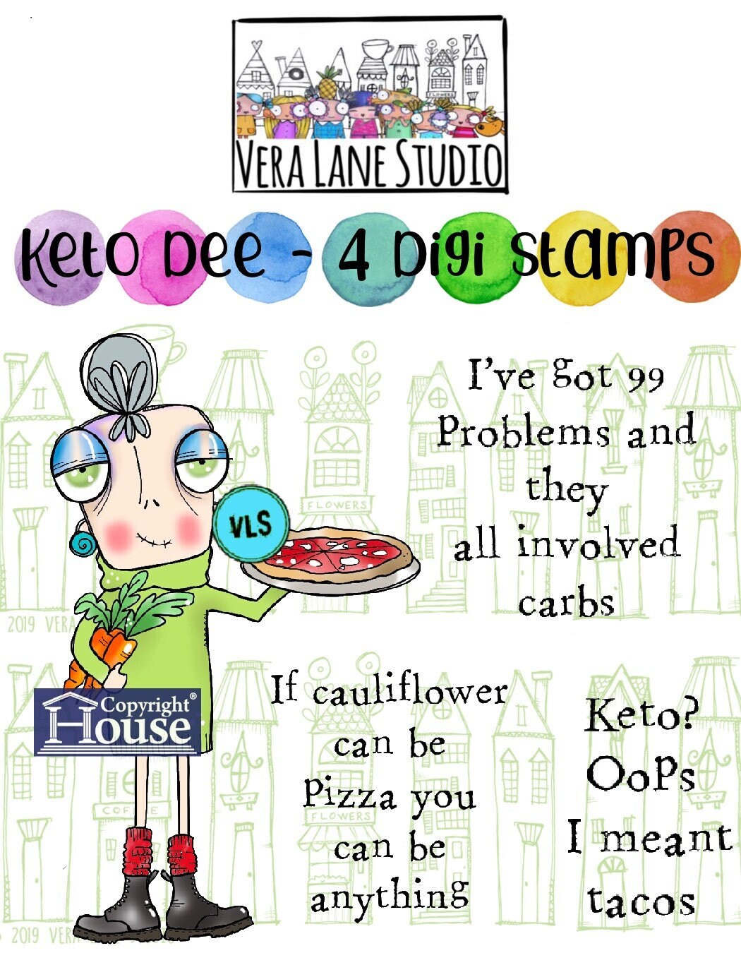 Keto Dee - 4 Digi stamps in jpg and png files