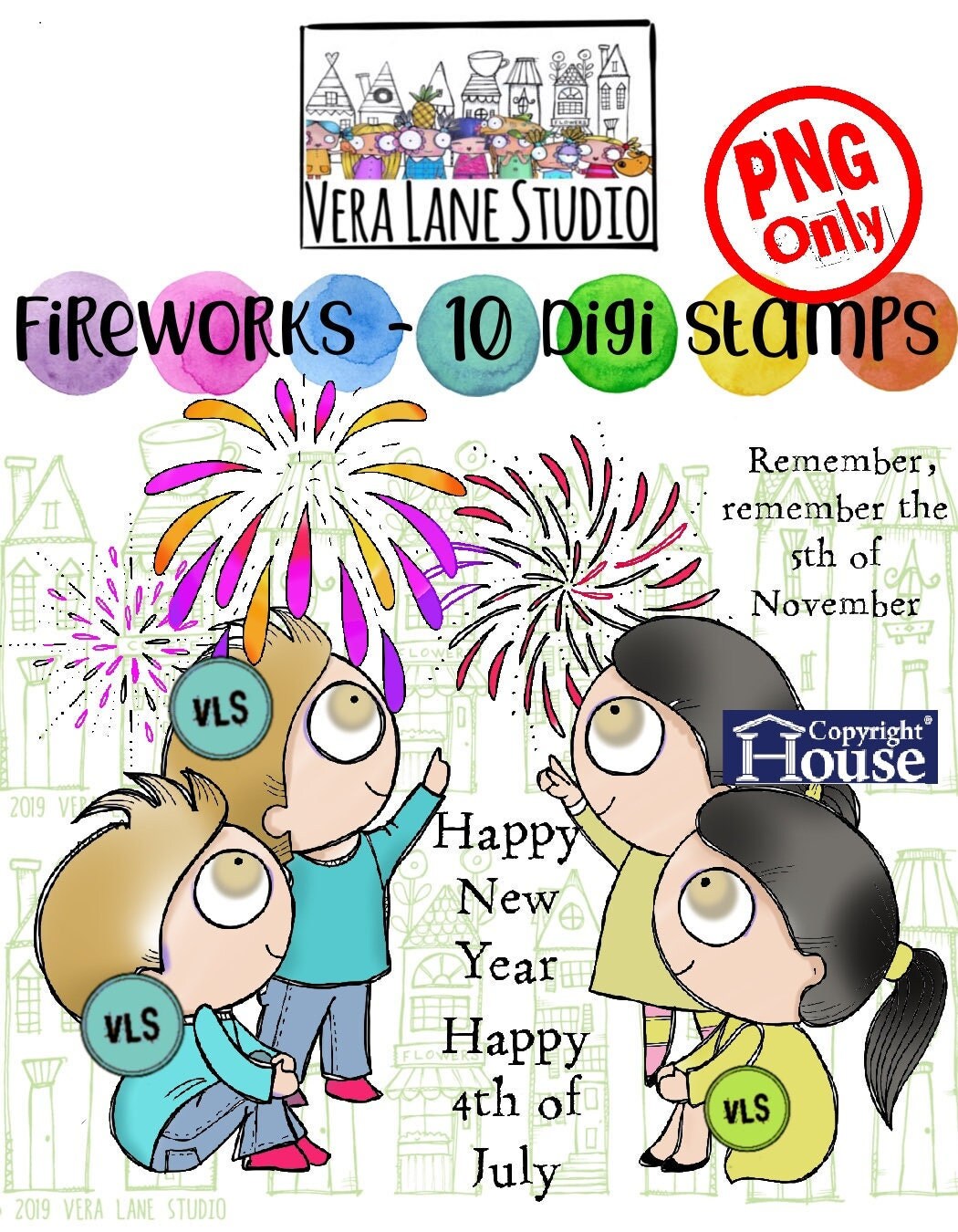 Fireworks - 10 Digi stamps