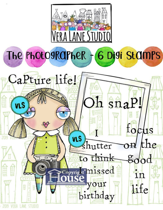 Photographer digi stamp set - six image set for personal paper crafting available in instant download.