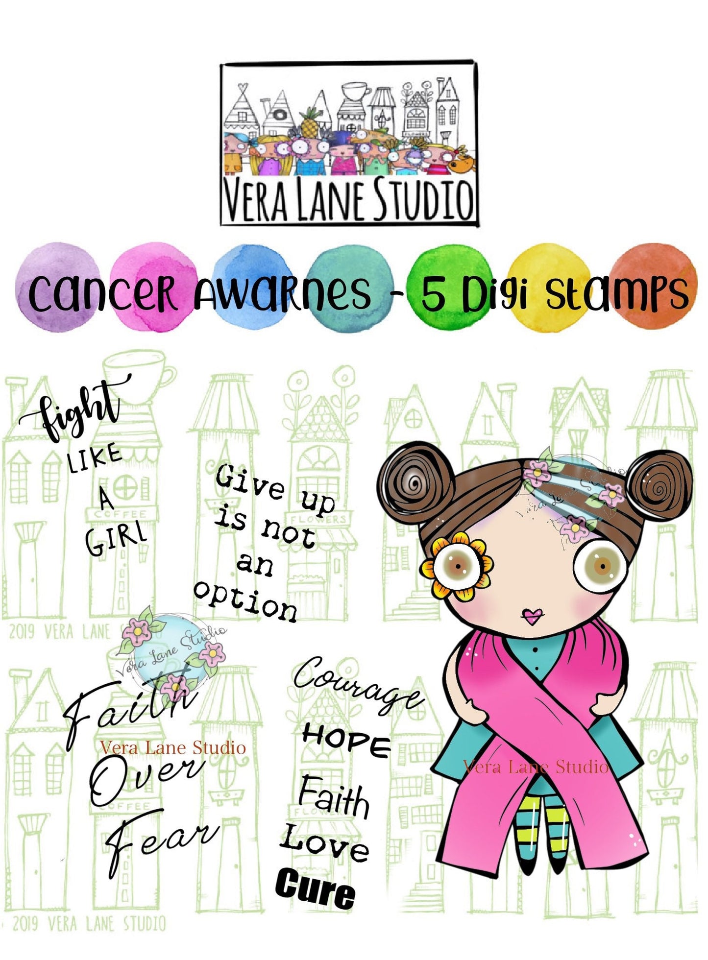 Cancer Awareness- 5 digi stamp bundle