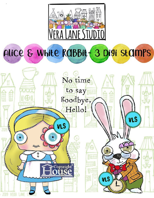 Alice and White Rabbit - 3 digi stamps
