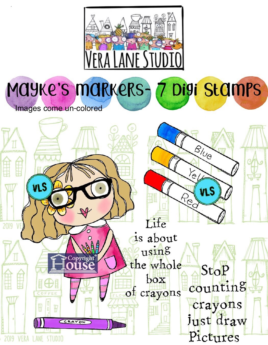 Mayke's Markers - 7 Digi stamps in jpg and png files