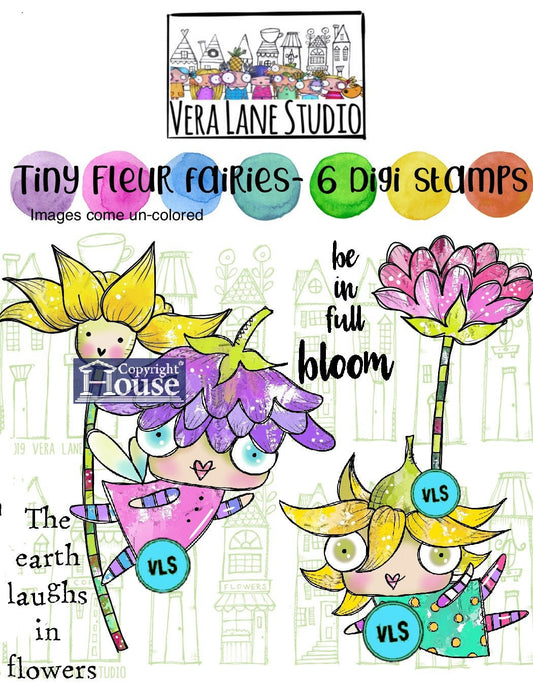 Tiny Fleur Fairies -- 6 digi stamp bundle