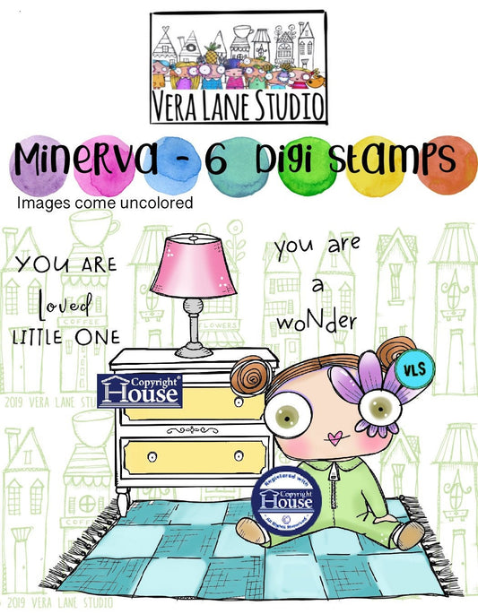 Minerva - 6 digi stamp set in jpg and png files