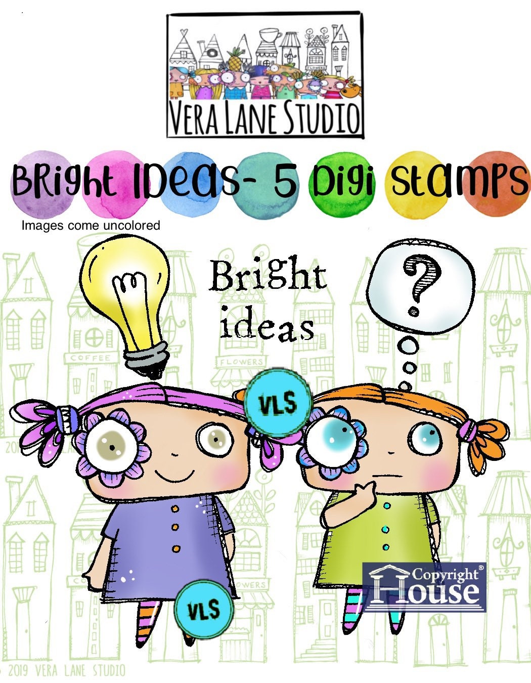 Bright Ideas - 6 digi stamp bundle in JPG and PNG files