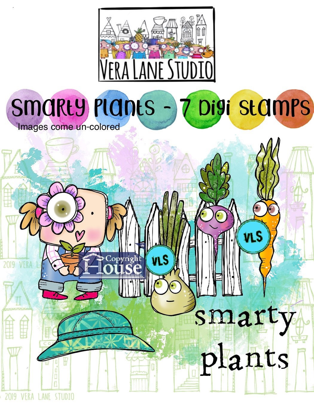 Smarty Plants  - 7 digi stamps in jpg and png files