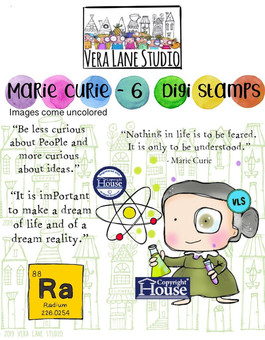 Marie Curie  - 6 Digi stamp bundle