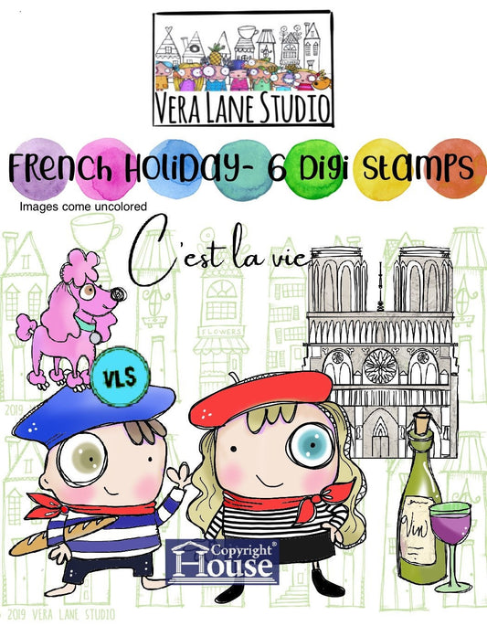 French  Holiday  -  6 digi stamps in jpg and png files