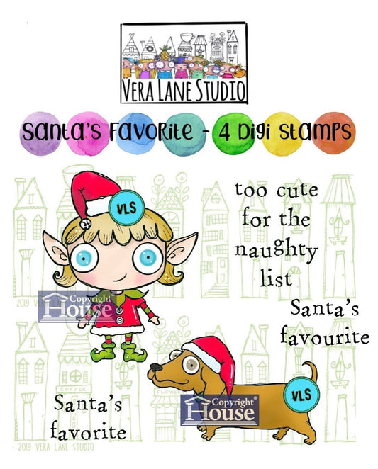 Santa’s Favorite - 4 Digi stamps in jpg and png files