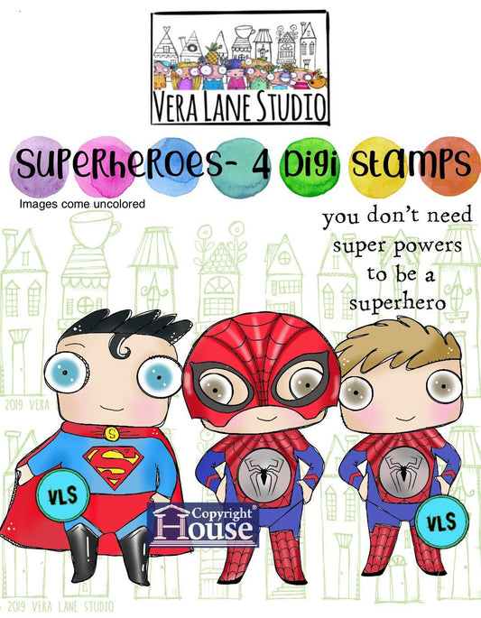 Superheros - 4 digi stamp bundle