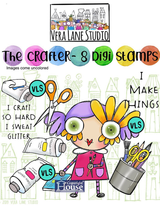The Crafter - 8 digi stamp bundle in jpg and png files