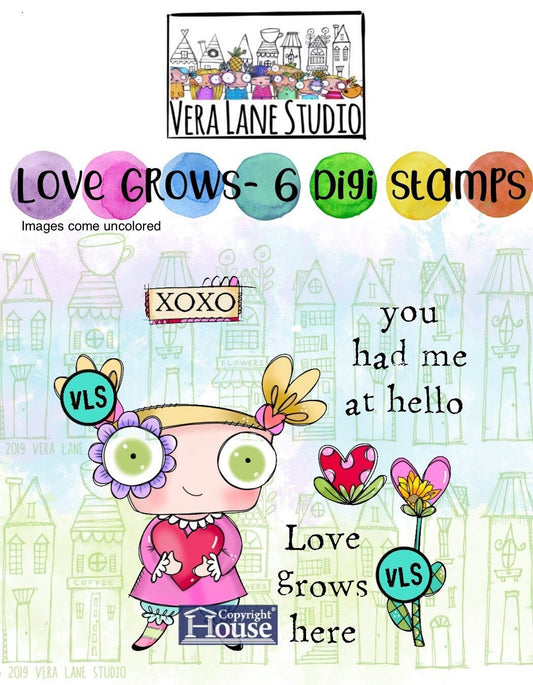 Love Grows - 6 Digi stamps in jpg and png files