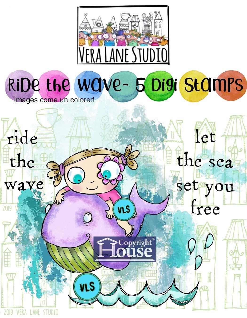 Ride the wave - 5 Digi stamp bundle