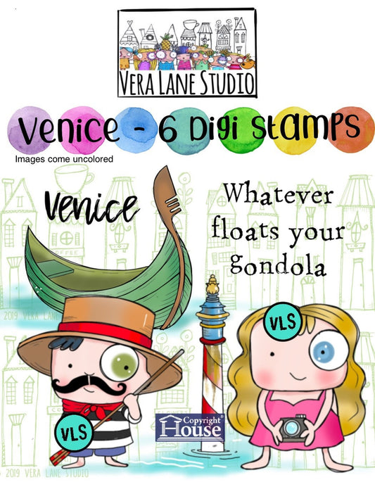 Venice  - 6 Digi stamp bundle in jpg and png files