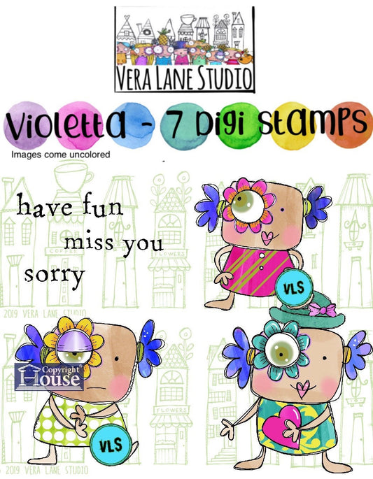 Violeta  - 7 digi stamps in jpg and png files