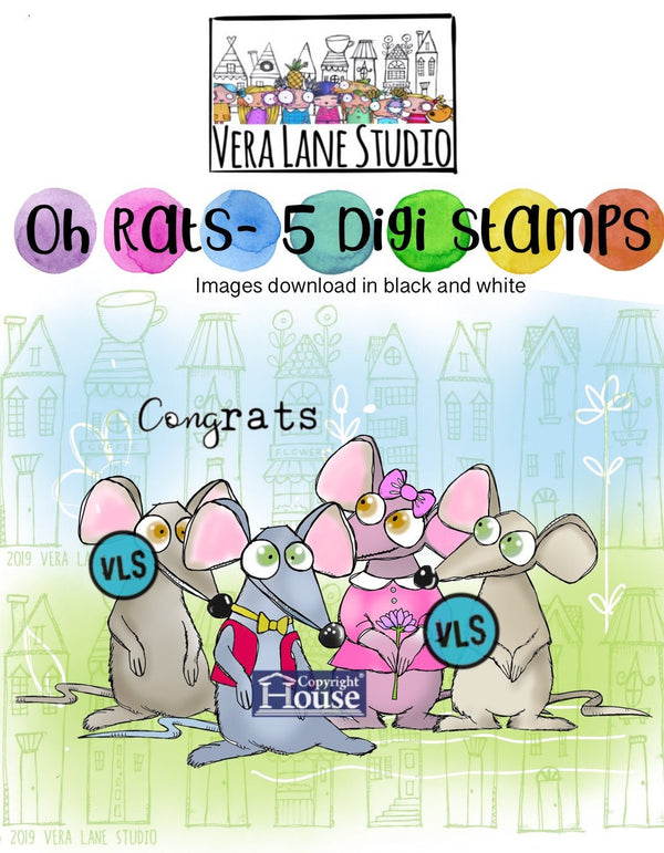 Oh Rats - 5 digi stamp set in jpg and png files – Vera Lane Studio Digitals