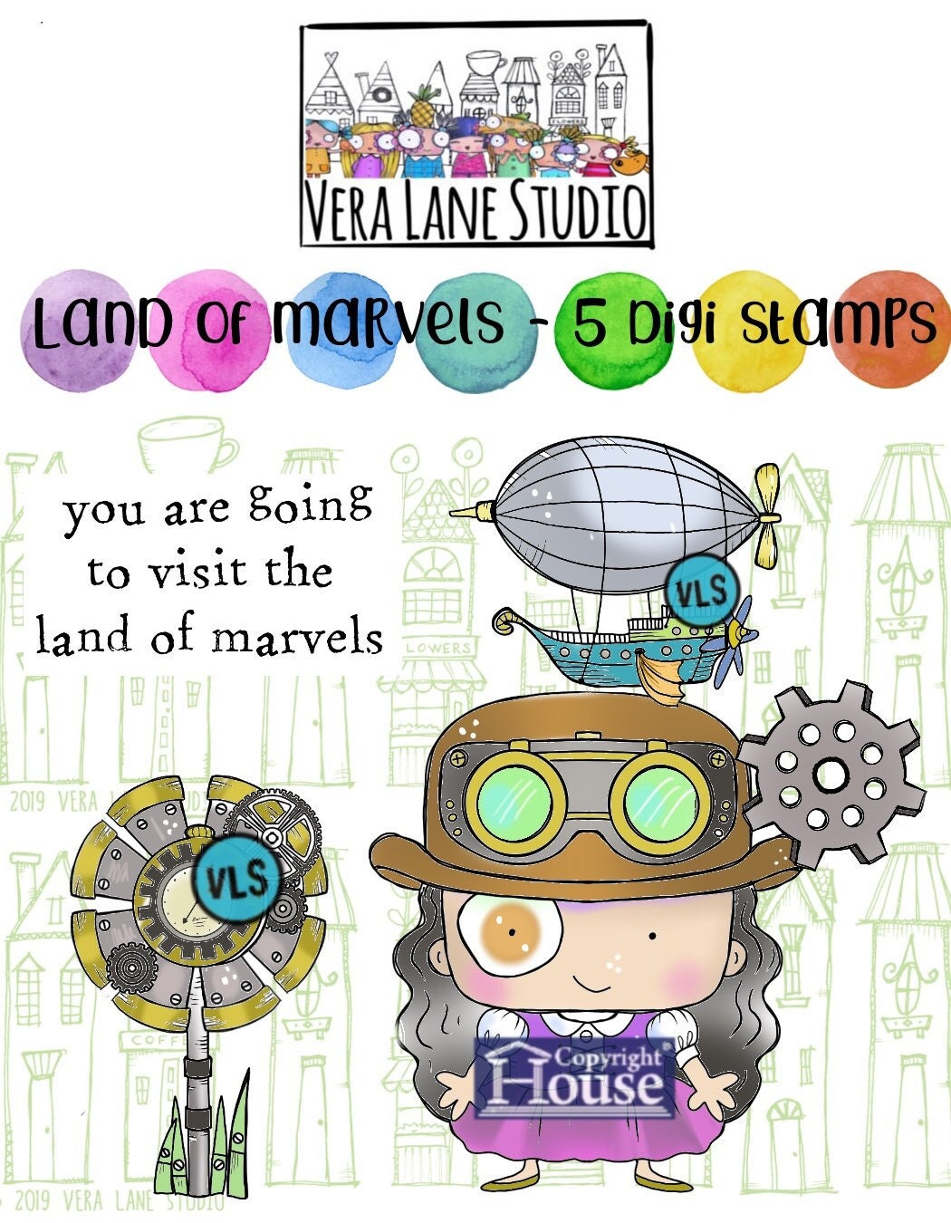 Land of Marvels - 5 digi stamps in jpg and png files