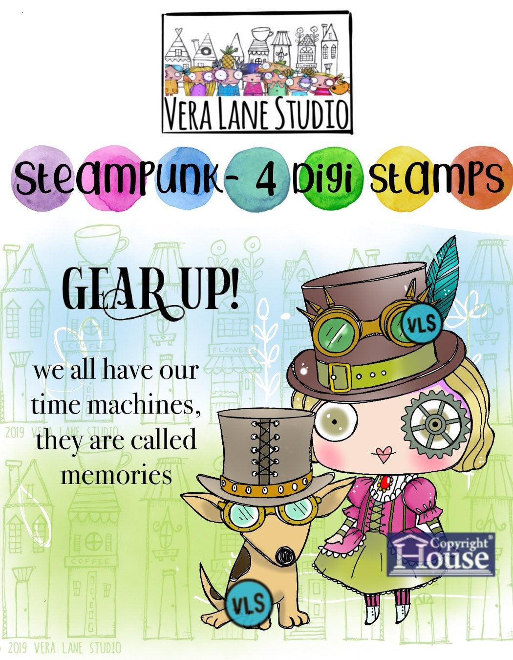 Steampunk - 4 digi stamps in jpg and png files