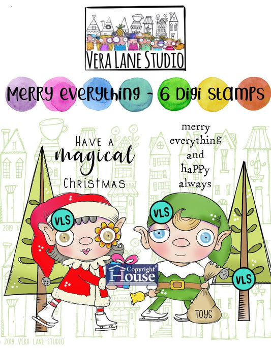 Merry Everything- 6 Digi stamp bundle