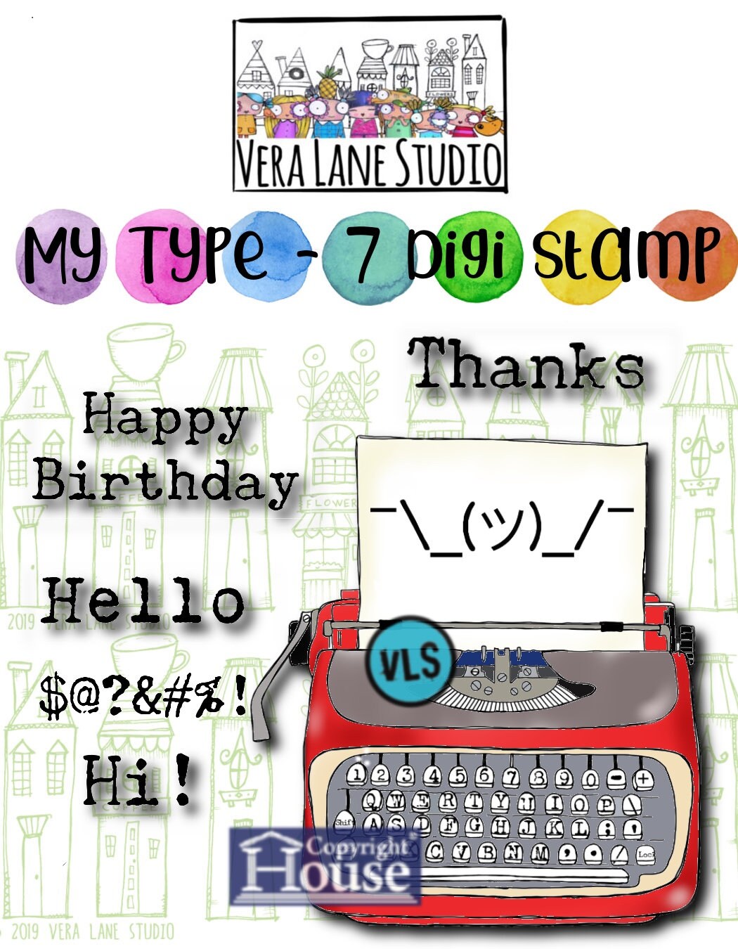 My Type  - 7 digi stamps in jpg and png files