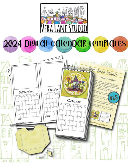 2024 printable calendar with space for 3 x 3 art insert