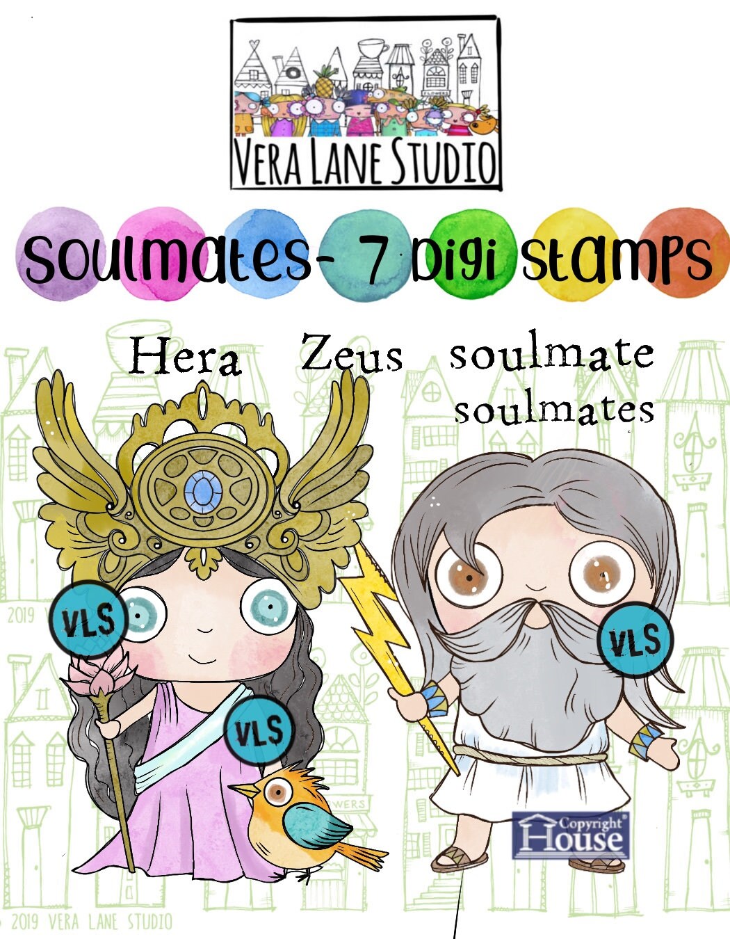 Soulmates  - 7 digi stamp bundle in jpg and png files