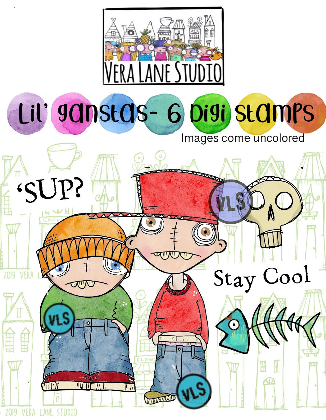 Lil' Gangstas -- 6 digi stamp set available for instant download