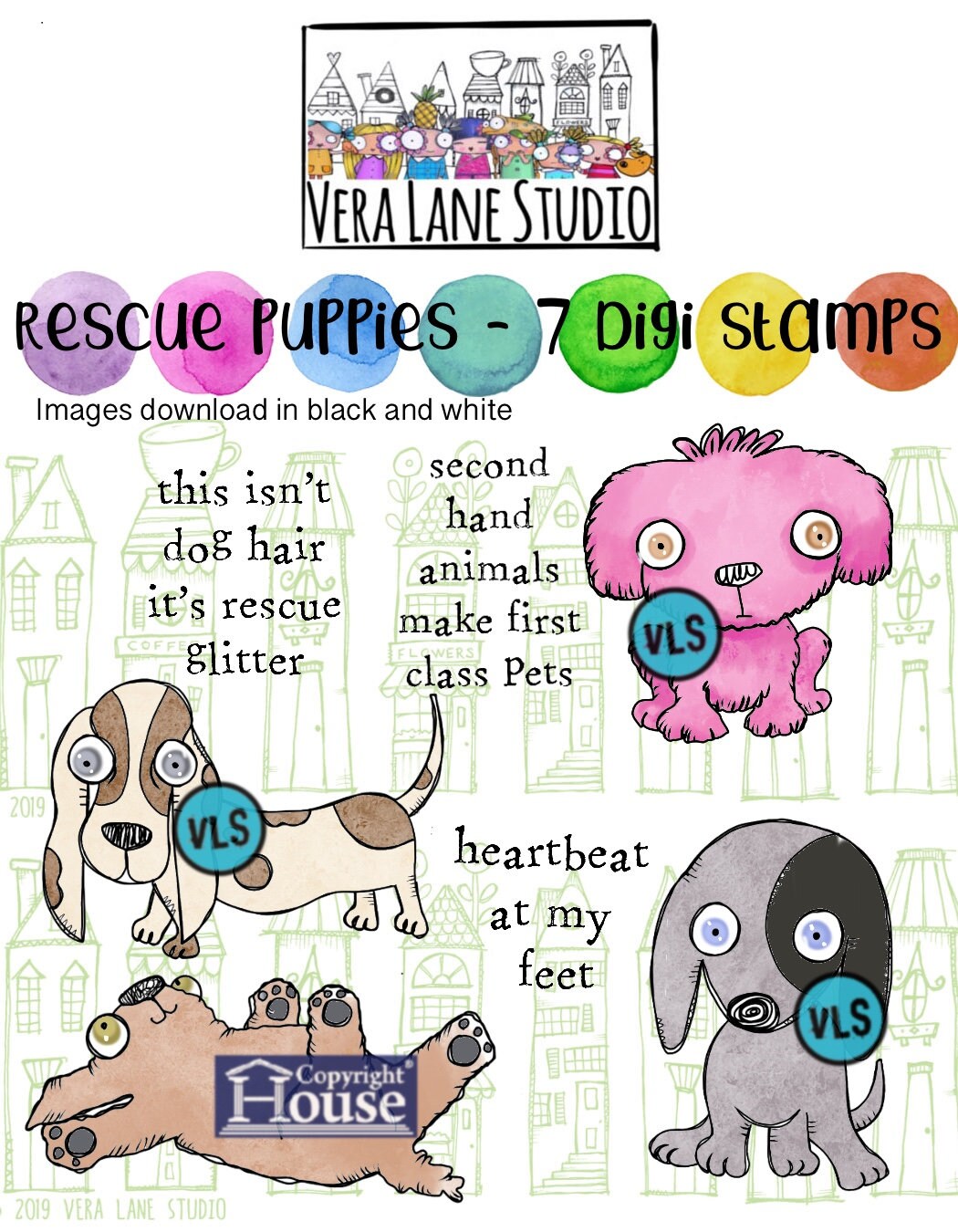 Rescue Puppies - 7 digi stamp set