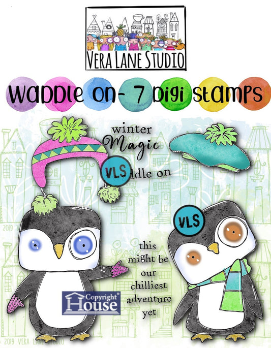 Waddle on - 7 Digi stamps in jpg and png files