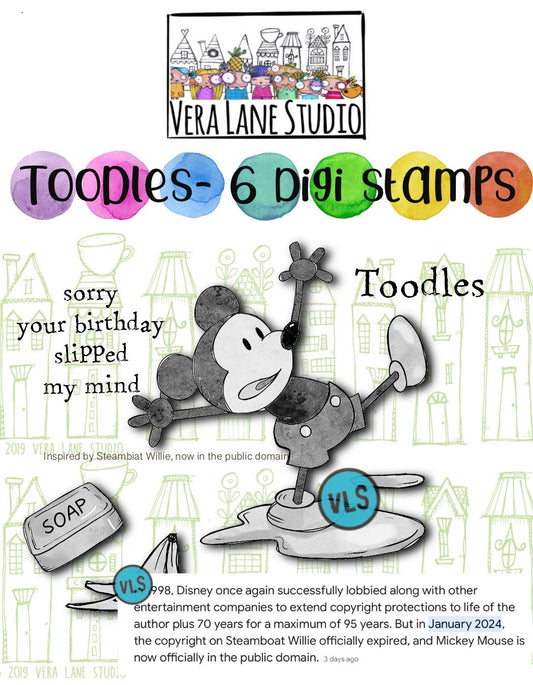 Toodles  - 6 Digi stamp bundle in jpg and png files