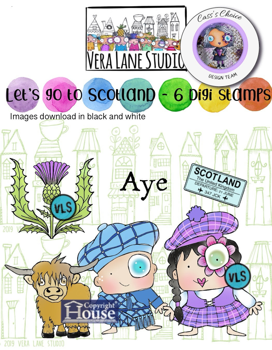 Let’s go to Scotland- 7 Digi stamp bundle in jpg and png files