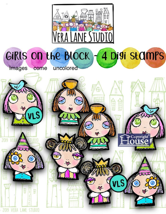 The girls on the block - 4 digi stamp bundle for planner clips and more