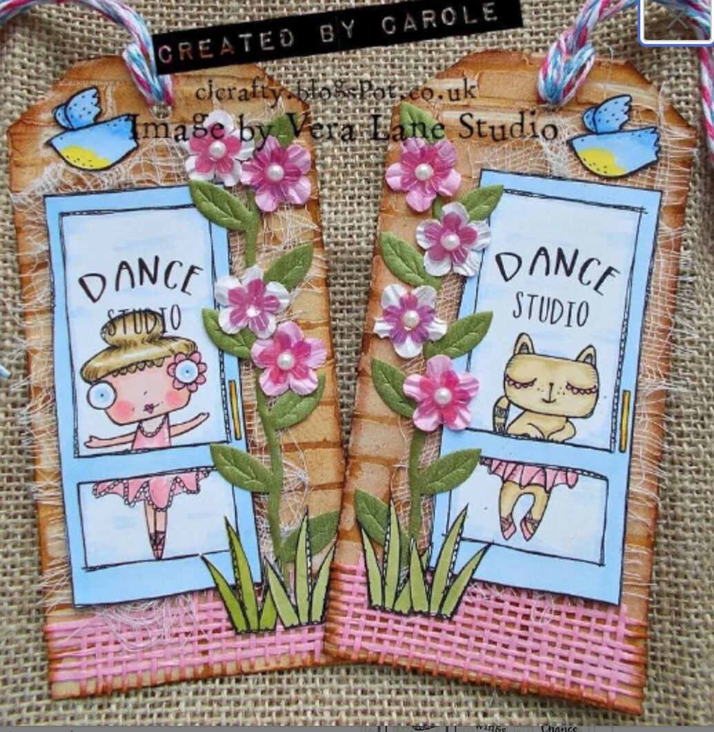 Dance Studio - 7 digi stamp set with whimsical dancer and cat in png and jpg files - ready for instant download