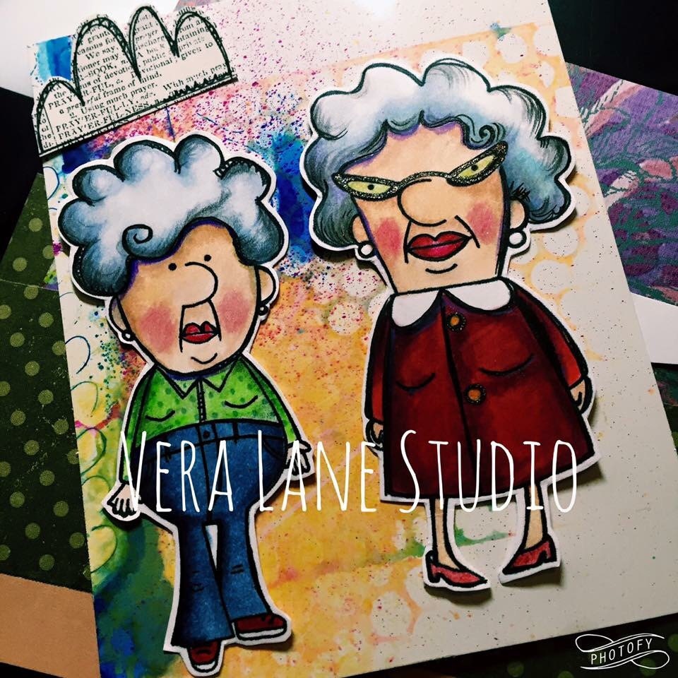 Ester Jean - quirky and whimsical senior citizen woman digi stamp set
